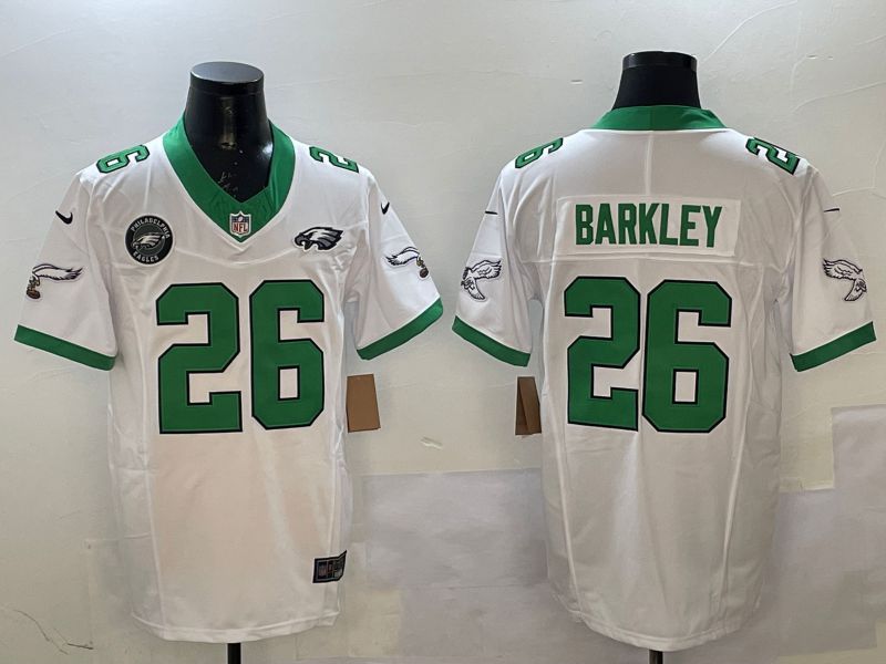 Men Philadelphia Eagles #26 Barkley White Retro three generations 2025 Nike Vapor Limited NFL Jersey style 5->philadelphia eagles->NFL Jersey